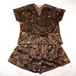 VICTORIA’S SECRET VINTAGE PLUM PAISLEY PAJAMA SET SIZE LARGE